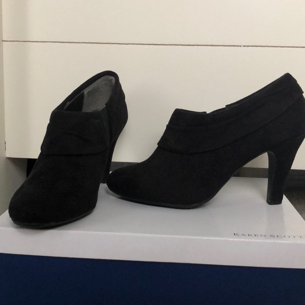 Black suede booties